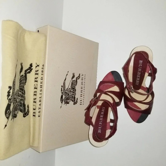 Burberry 36.5 Criss-cross Leather Platform‎ Sandals Made In Italy - Picture 14 of 15